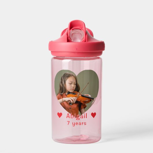 Foto und Name, Herz für Kinder Trinkflasche (Vorne)