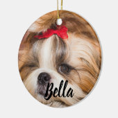 Foto und Name Ihres Haustierhundes Keramik Ornament (Links)