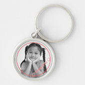 Foto und Name in rot mit rotem Rahmen Schlüsselanhänger (Vorne)