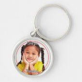 Foto und Name in Schwarzweiß mit rotem Kreis Schlüsselanhänger (Vorne)