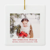 Foto und Name Minimalistischer Weihnachtsbaum Keramikornament (Rückseite)