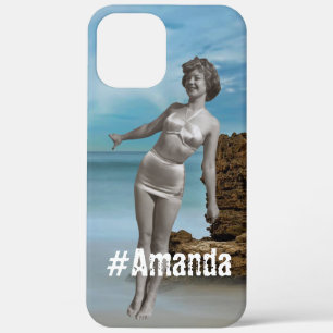 Foto und Name Moderner Sommerstrand Blau Case-Mate iPhone Hülle