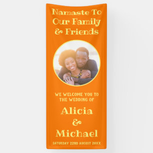 Foto und Name   Orange Yellow Wedding Welcome Banner