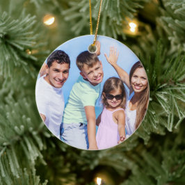 Foto und Name Roter Glitzer Keramik Ornament