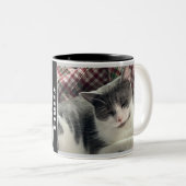Foto und Name Tasse für Schwarzweiß-Haustiere (VorderseiteRechts)