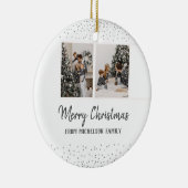 Foto und Name Weihnachten Confetti Silver Keramik Ornament (Rechts)