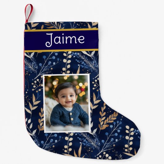 Foto und Name Weihnachten des personalisierten Jun Kleiner Weihnachtsstrumpf (Vorderseite)