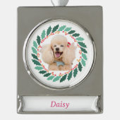 Foto und Name Weihnachtsdekoration Banner-Ornament Silber (Vorderseite)