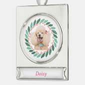 Foto und Name Weihnachtsdekoration Banner-Ornament Silber (Links)