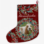 Foto und Name Weihnachtsschreath Custom Großer Weihnachtsstrumpf (Rückseite)