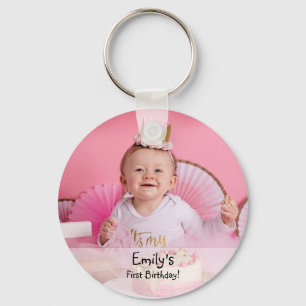 Foto und Name zum ersten Geburtstag eines Babymädc Schlüsselanhänger