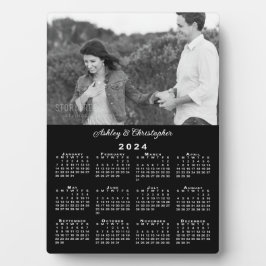 Foto und Namen Personalisiert 2024 Kalender Schwar Fotoplatte