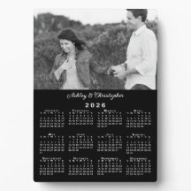 Foto und Namen Personalisiert 2026 Kalender Schwar