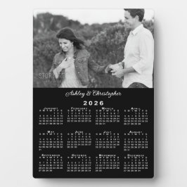Foto und Namen Personalisiert 2026 Kalender Schwar Fotoplatte