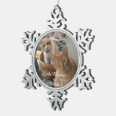 Foto und Namen von zwei Katzen, Schneeflocken Zinn-Ornament (Rechts)