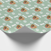 Foto- und Namenssage-Grün für Hunde Geschenkpapier (Ecke)