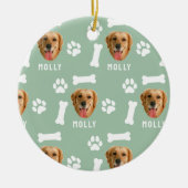 Foto- und Namenssage-Grün für Hunde Keramik Ornament (Vorne)