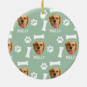 Foto- und Namenssage-Grün für Hunde Keramik Ornament (Hinten)