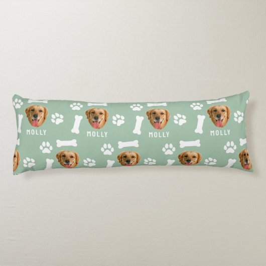 Foto- und Namenssage-Grün für Hunde Seitenschläferkissen (Rückseite)