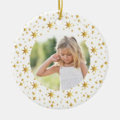 Foto und Niedliche Weihnachtsnachrichten Gold Star Keramik Ornament (Vorne)