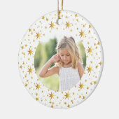 Foto und Niedliche Weihnachtsnachrichten Gold Star Keramik Ornament (Links)