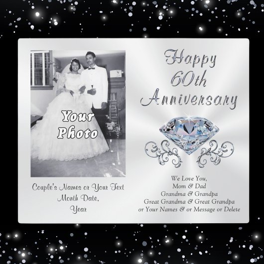 Foto und Personalisierte Geschenkideen zum 60-jähr Fotoplatte