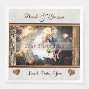 Foto und Personalisierte rustikale Hochzeit Napkin Serviette