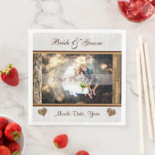 Foto und Personalisierte rustikale Hochzeit Napkin Serviette (Beispiel)