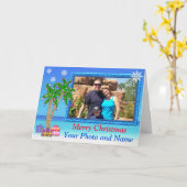 FOTO und Personalisierte, tropische Weihnachtskart Karte (Gelbe Blume)