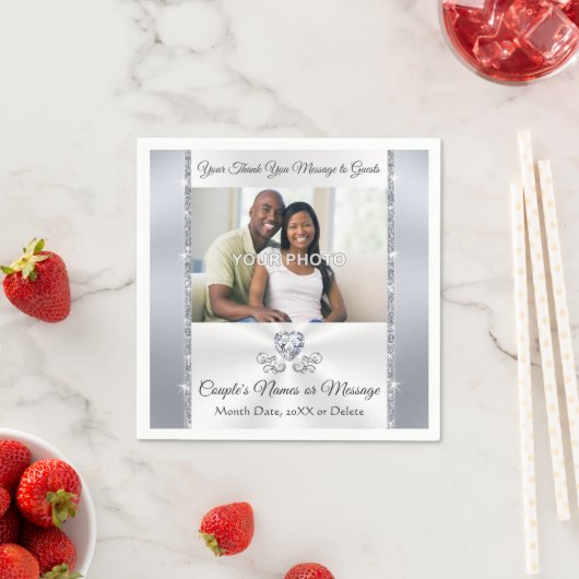 Foto und Personalisierter Hochzeitscocktail Napkin Serviette (Beispiel)