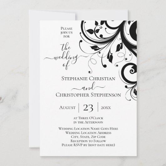 Foto und QR-Code für Schwarz-Weiß-Feigling Einladung (Vorderseite)