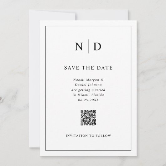 Foto- und QR-Code-Hochzeit speichern Sie das Datum Save The Date (Vorderseite)