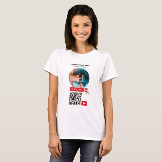 Foto und QR Code, Youtube - Vlogger T-Shirt (Vorne ganz)