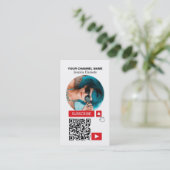 Foto und QR Code, Youtube - Vlogger Visitenkarte (Stehend Vorderseite)