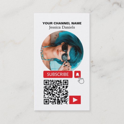 Foto und QR Code, Youtube - Vlogger Visitenkarte (Vorderseite)