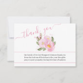 Foto und Rosa Blume Beerdigung Dankeschön Karte (Vorderseite)