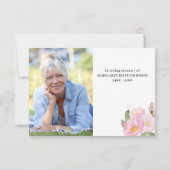 Foto und Rosa Blume Beerdigung Dankeschön Karte (Rückseite)