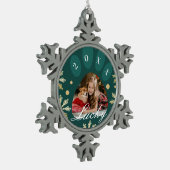 Foto und Schneeflocken Schneeflocken Zinn-Ornament (Links)