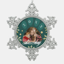 Foto und Schneeflocken Zinn-Ornament