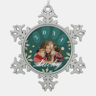 Foto und Schneeflocken Zinn-Ornament