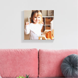 Foto und Schriftname Ihres Kindes Leinwanddruck