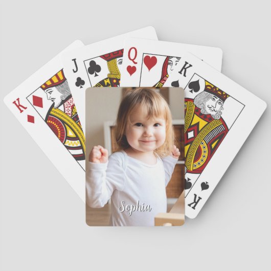 Foto und Schriftname Ihres Kindes Spielkarten (Rückseite)