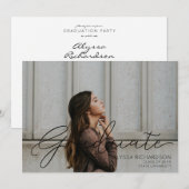 Foto- und Schwarzhandschrifttypografie Abschluss 2 Einladung (Vorne/Hinten)