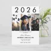 Foto- und Schwarztypografie-Graduierungspartei Einladung (Stehend Vorderseite)