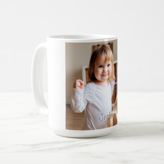 Foto und Skriptname Ihres Kindes Kaffeetasse (Vorderseite Links)
