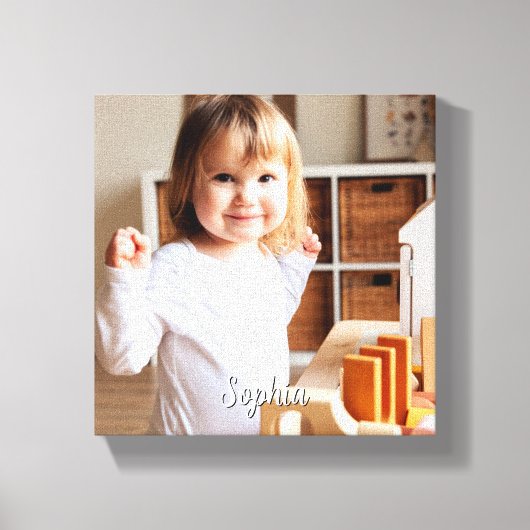 Foto und Skriptname Ihres Kindes Leinwanddruck (Vorderseite)