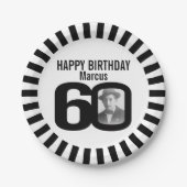 Foto und Streifen zum 60. Pappteller (Vorderseite)