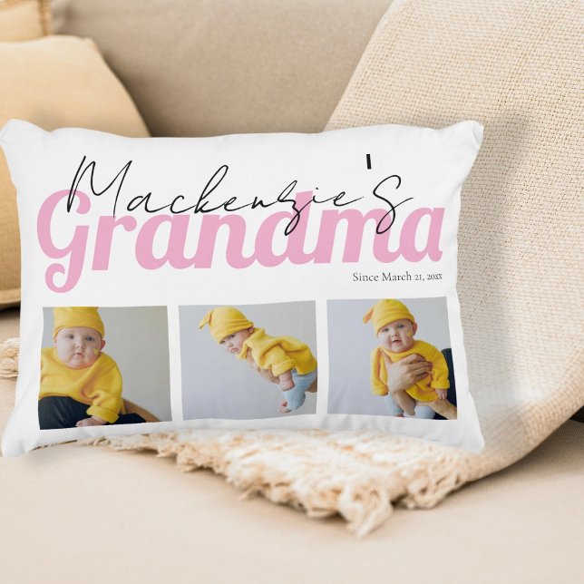 Foto und Text Großma Custom Personalisiert Dekokissen (Photo and Text Grandma Custom Personalized Accent Pillow by Ricaso. Available in other colors)