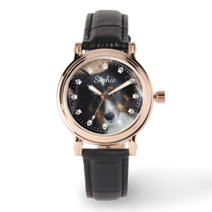 Foto und Text Ihres Hauses und Farbstift-Uhr Armbanduhr