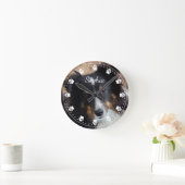 Foto und Text Ihres Hauses und Farbstift-Uhr Runde Wanduhr (Zuhause)